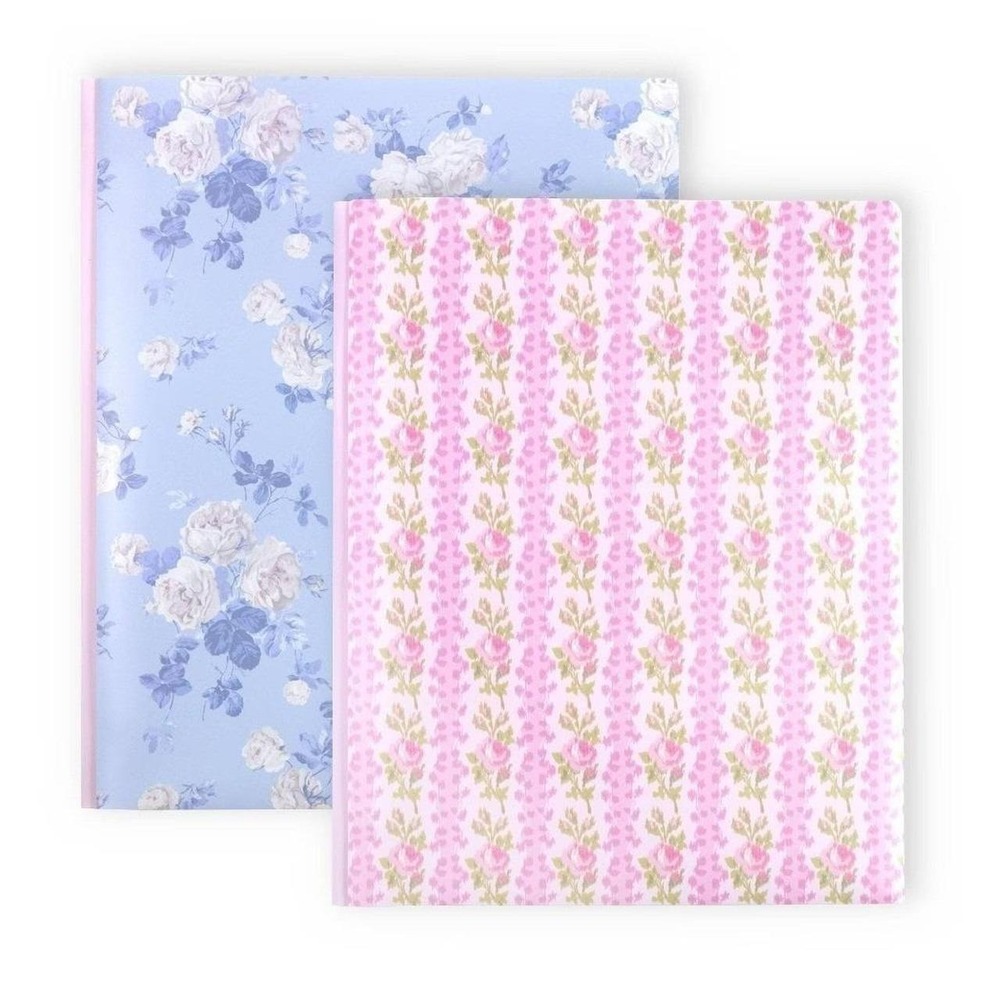 LoveShackFancy Yoobi Poly Folder 2 Pack Blue Pink Floral NWT 3 Prong Portfolio